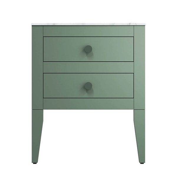Crosswater Canvass Sage Green 600mm Double Drawer Unit with Carrara Marble Effect Worktop - Image 2