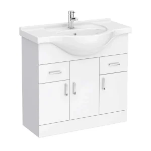 AquaSure Cove White PVC 850mm Vanity Unit   100% Waterproof