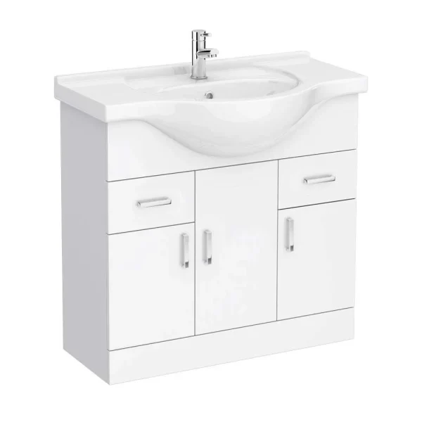 AquaSure Cove White PVC 850mm Vanity Unit   100% Waterproof