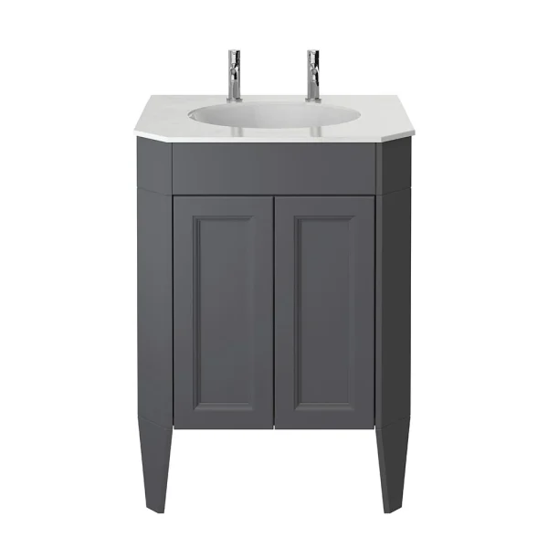 Heritage Caversham Graphite Freestanding Granley Vanity with White Marble Effect Basin Top