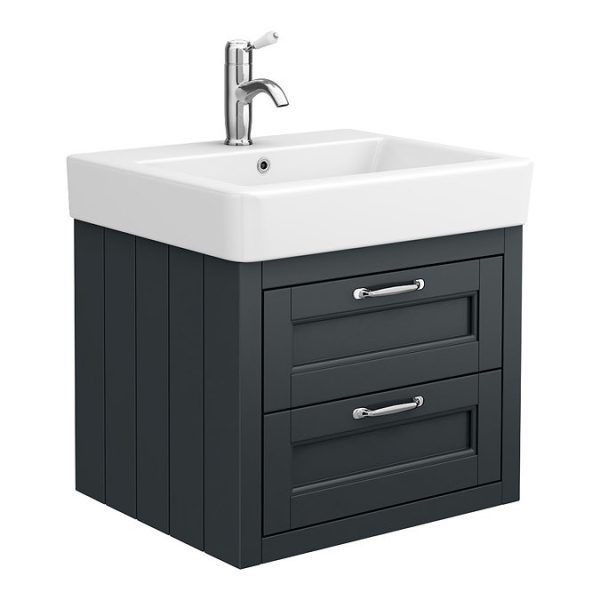 Chatsworth Traditional Graphite 560mm 2 Drawer Wall Hung Vanity - Image 3
