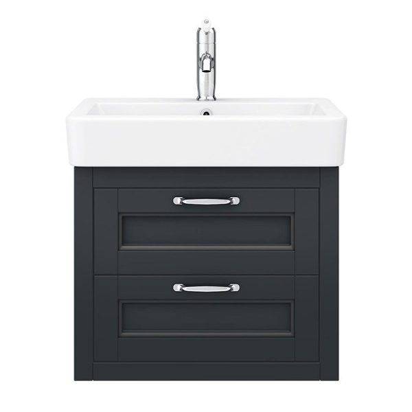 Chatsworth Traditional Graphite 560mm 2 Drawer Wall Hung Vanity - Image 8