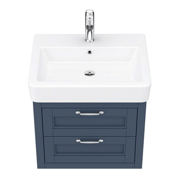 Chatsworth Traditional Blue 560mm 2 Drawer Wall Hung Vanity - Image 2