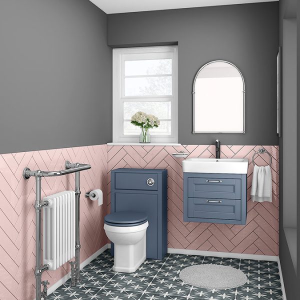 Chatsworth Traditional Blue 560mm 2 Drawer Wall Hung Vanity - Image 4