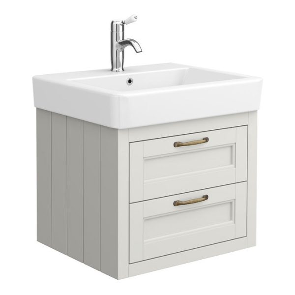 Chatsworth Traditional Grey 560mm 2 Drawer Wall Hung Vanity - Image 3