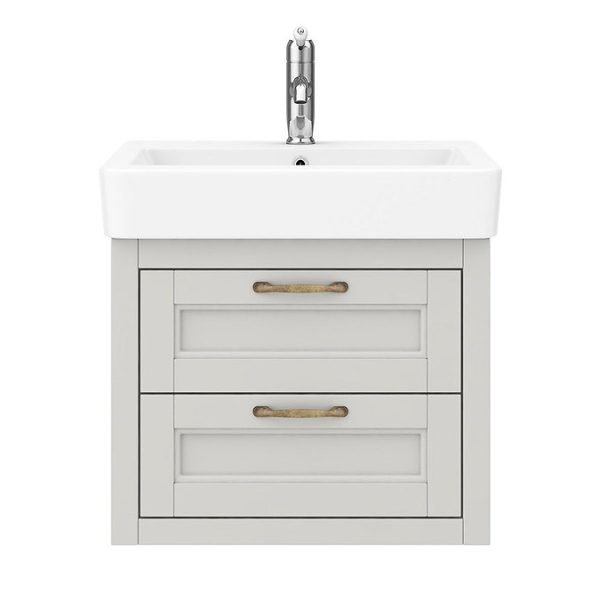 Chatsworth Traditional Grey 560mm 2 Drawer Wall Hung Vanity - Image 7