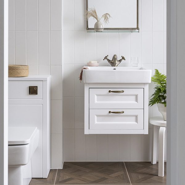 Chatsworth Traditional White 560mm 2 Drawer Wall Hung Vanity - Image 4