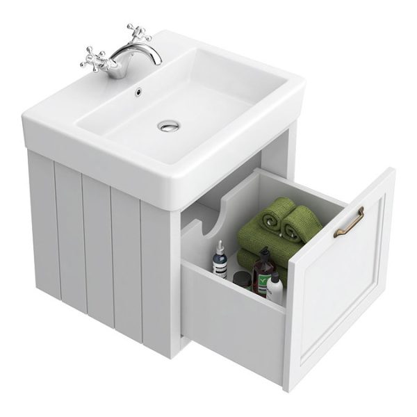 Chatsworth Traditional White 560mm Wall Hung Vanity - Image 6