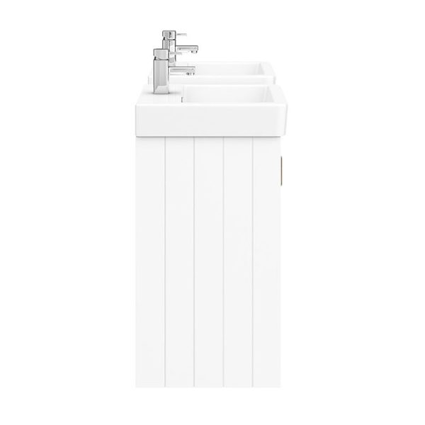 Chatsworth Traditional White Double Basin Vanity + Cupboard Combination Unit - Image 2