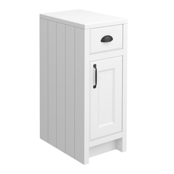 Chatsworth Traditional White Double Basin Vanity + Cupboard Combination Unit with Matt Black Handles - Image 2