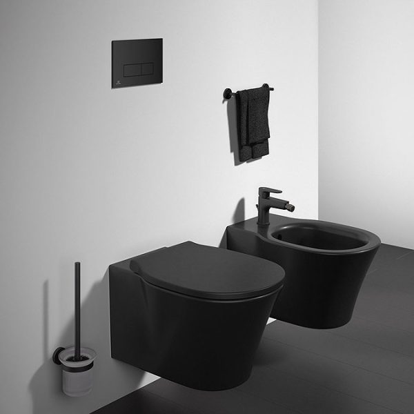 Ideal Standard Connect Air Silk Black AquaBlade Wall Hung Toilet + Soft Close Seat - Image 2