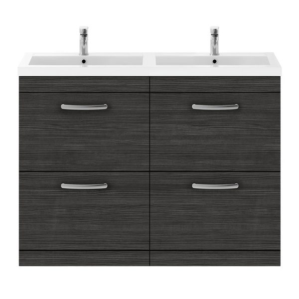 Brooklyn 1205mm Black Double Basin 4 Drawer Vanity Unit - Image 2