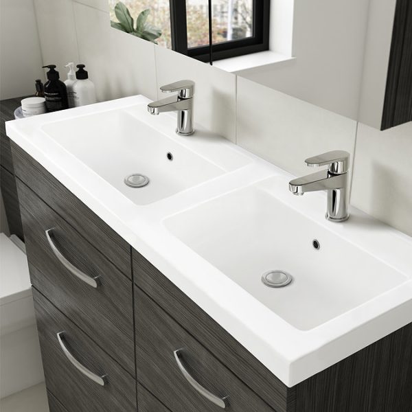 Brooklyn 1205mm Black Double Basin 4 Drawer Vanity Unit - Image 5