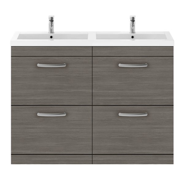 Brooklyn 1205mm Grey Avola Double Basin 4 Drawer Vanity Unit - Image 5