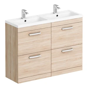 Brooklyn 1205mm Natural Oak Double Basin 4 Drawer Vanity Unit