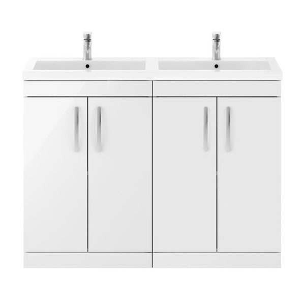 Brooklyn 1205mm White Gloss Double Basin Vanity Unit - Image 3
