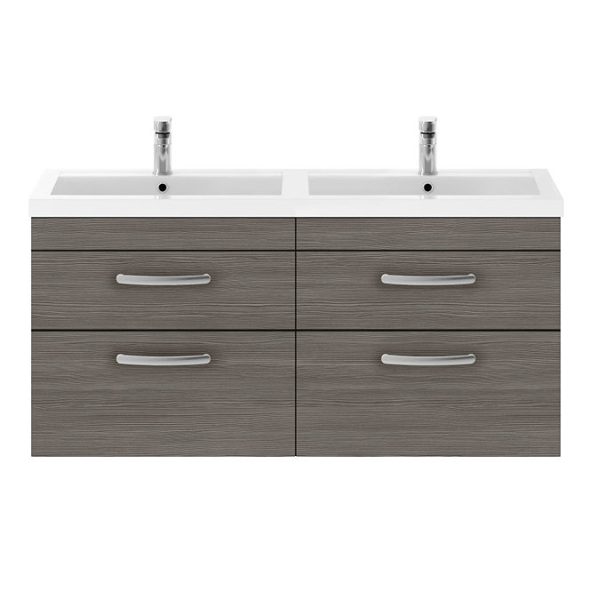 Brooklyn 1205mm Grey Avola Wall Hung Double Basin Vanity Unit - Image 3