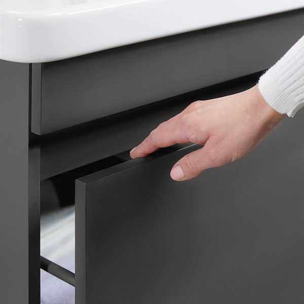 Duravit DuraStyle 785mm 1 Drawer Wall Mounted Vanity Unit   Graphite Matt - Image 4