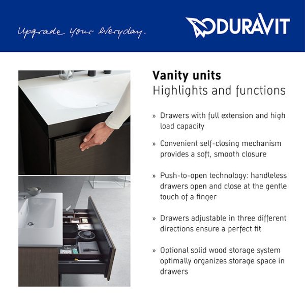 Duravit DuraStyle 785mm 1 Drawer Wall Mounted Vanity Unit   Graphite Matt - Image 2