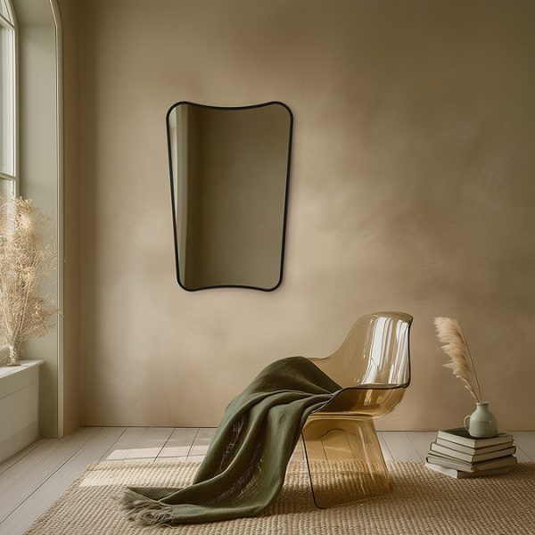 Venice Delphine 600 x 900mm Curved Mirror – Black - Image 2