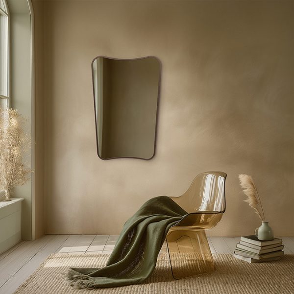 Venice Delphine 600 x 900mm Curved Mirror – Brushed Bronze - Image 2