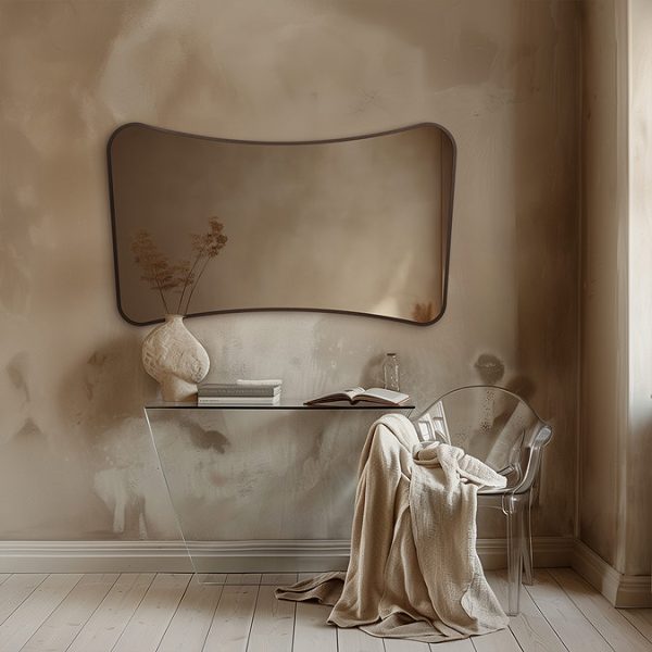 Venice Delphine 1200 x 700mm Curved Mirror – Brushed Bronze - Image 2