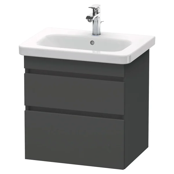 Duravit DuraStyle 650mm 2 Drawer Wall Mounted Vanity Unit   Graphite Matt 1 Tap Hole