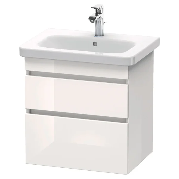 Duravit DuraStyle 650mm 2 Drawer Wall Mounted Vanity Unit   White High Gloss 1 Tap Hole