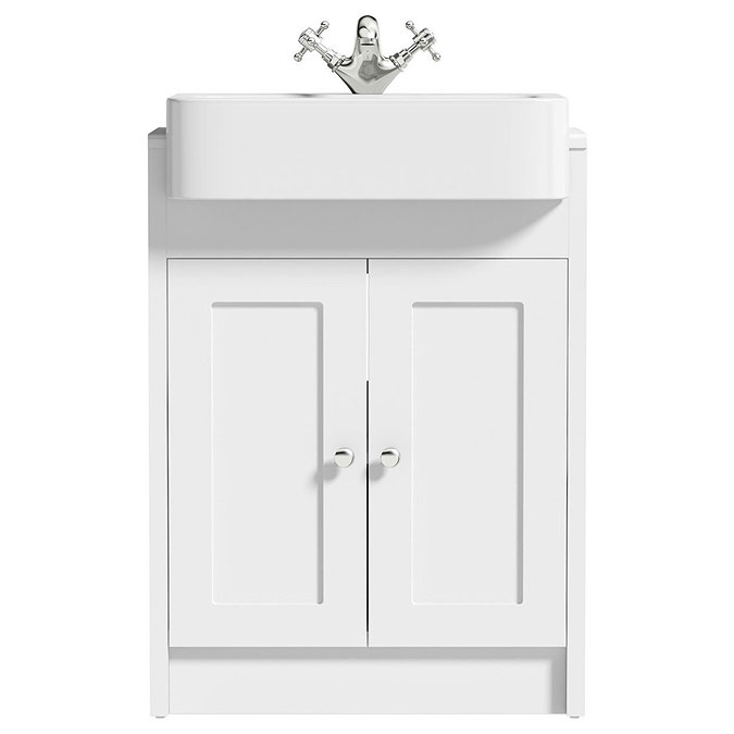 Orchard Dulwich Matt White 600mm Floor Standing Vanity Unit with Semi Recessed Basin - Image 2
