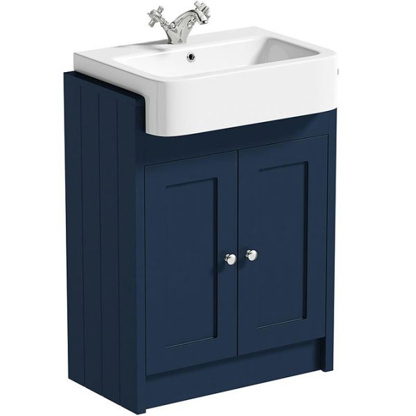 Orchard Dulwich Navy 600mm Floor standing Vanity Unit with Semi Recessed Basin - Image 4