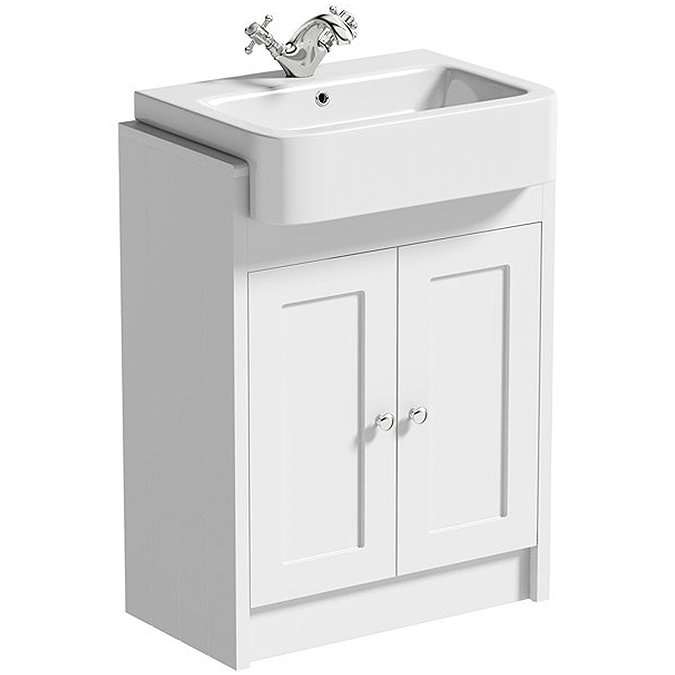 Orchard Dulwich Matt White 600mm Floor Standing Vanity Unit with Semi Recessed Basin - Image 3