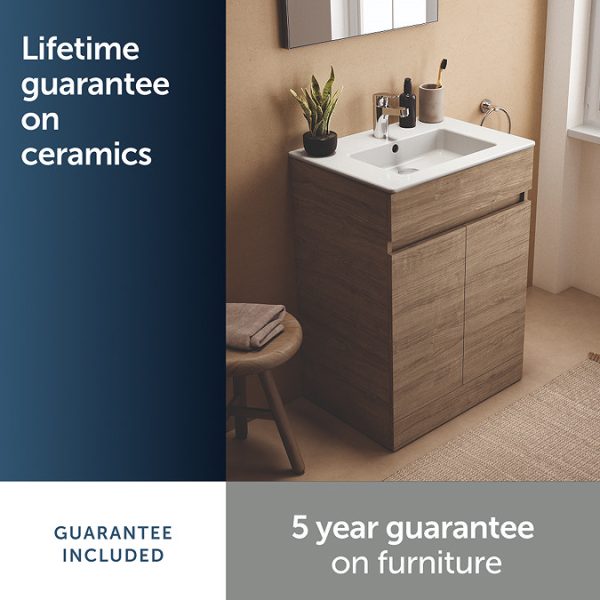 Ideal Standard Eurovit+ 60cm Floor Standing 2 Door Vanity Unit with Basin   Natural Oak - Image 2