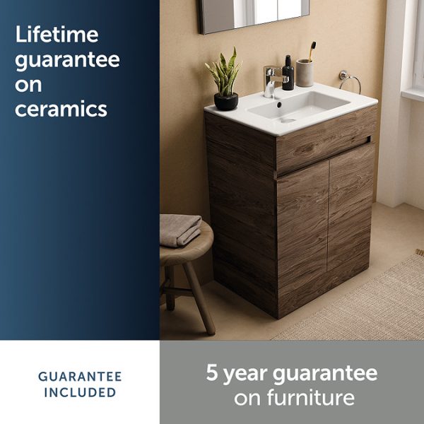 Ideal Standard Eurovit+ 60cm Floor Standing 2 Door Vanity Unit with Basin   Flint Hickory - Image 8