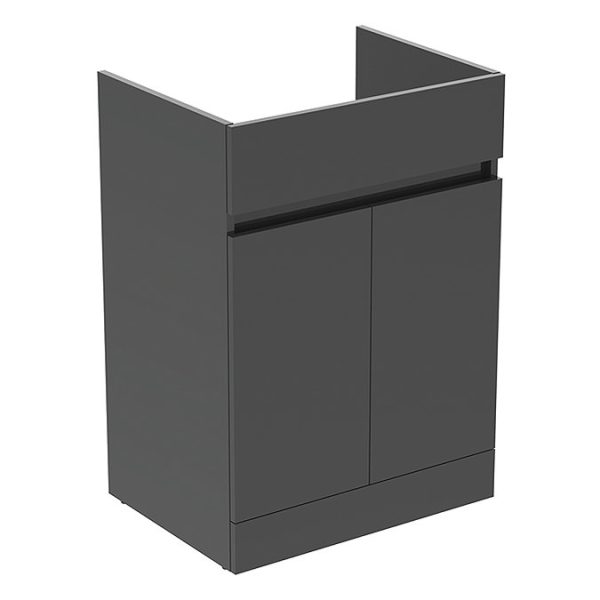 Ideal Standard Eurovit+ 60cm Floor Standing 2 Door Vanity Unit with Basin   Mid Grey - Image 8