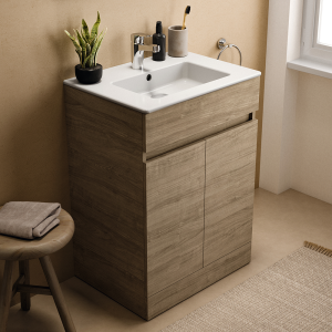 Ideal Standard Eurovit+ 60cm Floor Standing 2 Door Vanity Unit with Basin   Natural Oak