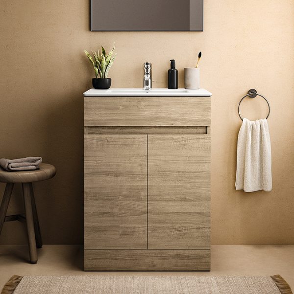 Ideal Standard Eurovit+ 60cm Floor Standing 2 Door Vanity Unit with Basin   Natural Oak - Image 7