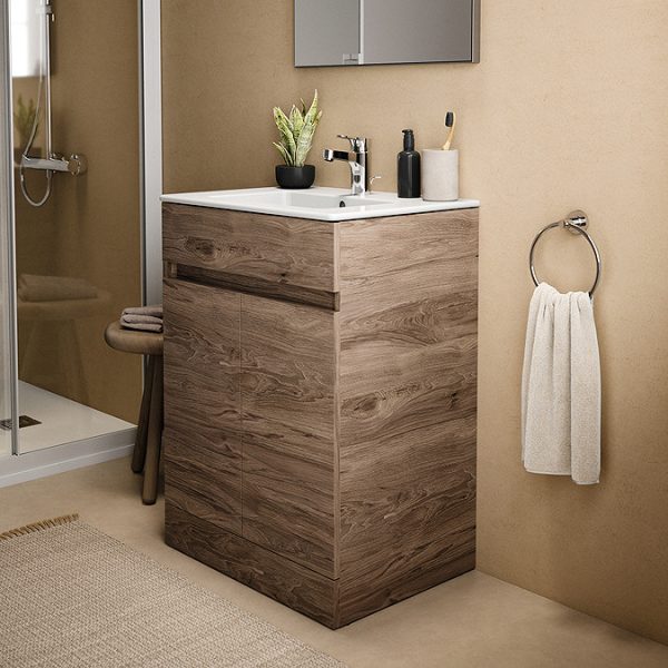 Ideal Standard Eurovit+ 60cm Floor Standing 2 Door Vanity Unit with Basin   Flint Hickory - Image 6