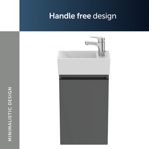 Ideal Standard Eurovit+ 35cm Guest Wall Hung Vanity Unit with i.life Basin   Mid Grey - Image 8