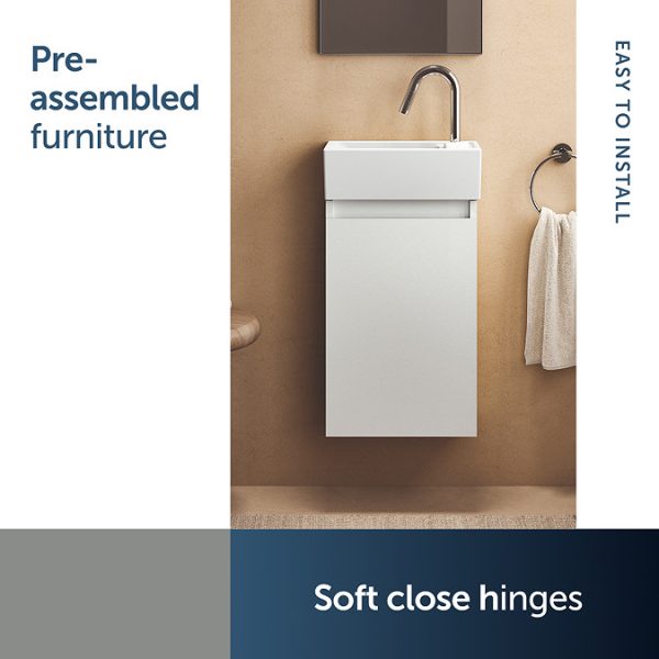 Ideal Standard Eurovit+ 35cm Guest Wall Hung Vanity Unit with i.life Basin   Gloss White - Image 2