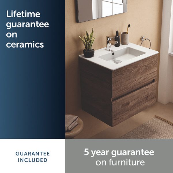 Ideal Standard Eurovit+ 60cm Wall Hung 2 Drawer Vanity Unit with Basin   Natural Oak - Image 10