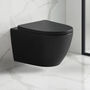 EcoDelux Matt Black WhirlFlush Wall Hung Pan & Soft Close Seat