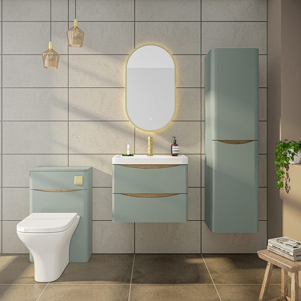 Opus Brushed Brass Lozenge LED Mirror with Anti Fog, Touch Control & Colour Changing Light - Image 2