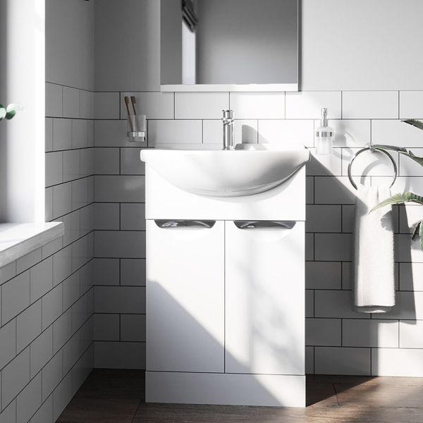 Orchard Elsdon White 550mm Floor Standing Vanity Unit with Ceramic Basin