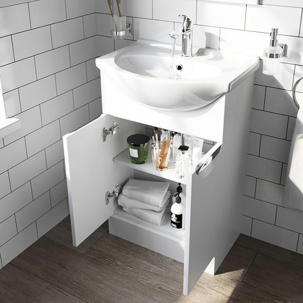 Orchard Elsdon White 550mm Floor Standing Vanity Unit with Ceramic Basin - Image 3