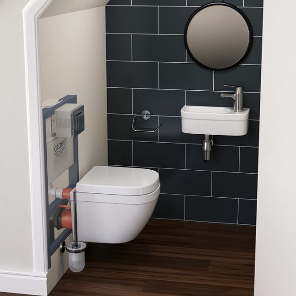Grohe Rapid SL 0.82m Frame / Euro Compact Rimless Complete WC 5 in 1 Pack - Image 2