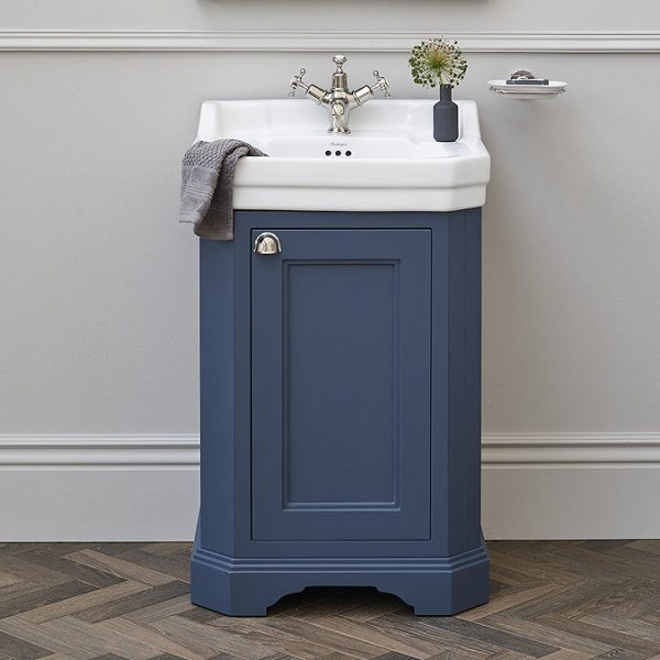 Burlington Edwardian 560mm Basin & Blue Freestanding Cloakroom Vanity Unit - Image 3