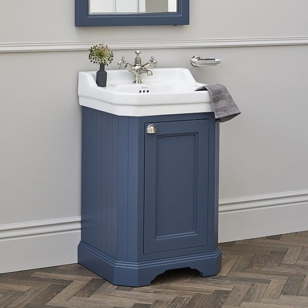 Burlington Edwardian 560mm Basin & Blue Freestanding Cloakroom Vanity Unit - Image 4