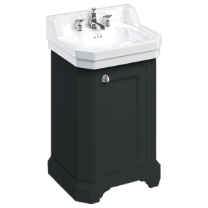 Burlington Edwardian 560mm Basin & Matt Black Freestanding Cloakroom Vanity Unit