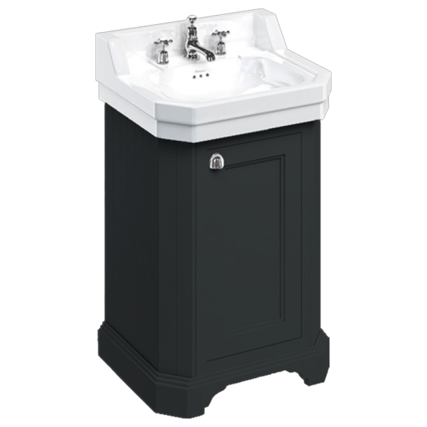 Burlington Edwardian 560mm Basin & Matt Black Freestanding Cloakroom Vanity Unit