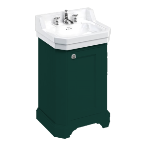 Burlington Edwardian 560mm Matt Green Freestanding Cloakroom Vanity Unit & Basin